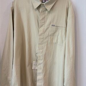 Faconnable Beige Linen Shirt Mens XXL Long Sleeve Button Front New With Tags